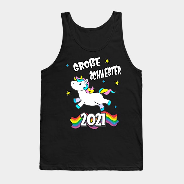 Große Schwester 2021 Einhorn Geschwister Mädchen Tank Top by Foxxy Merch